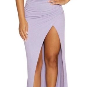 Elegant Lavender Maxi Skirt And Bodysuit Set
